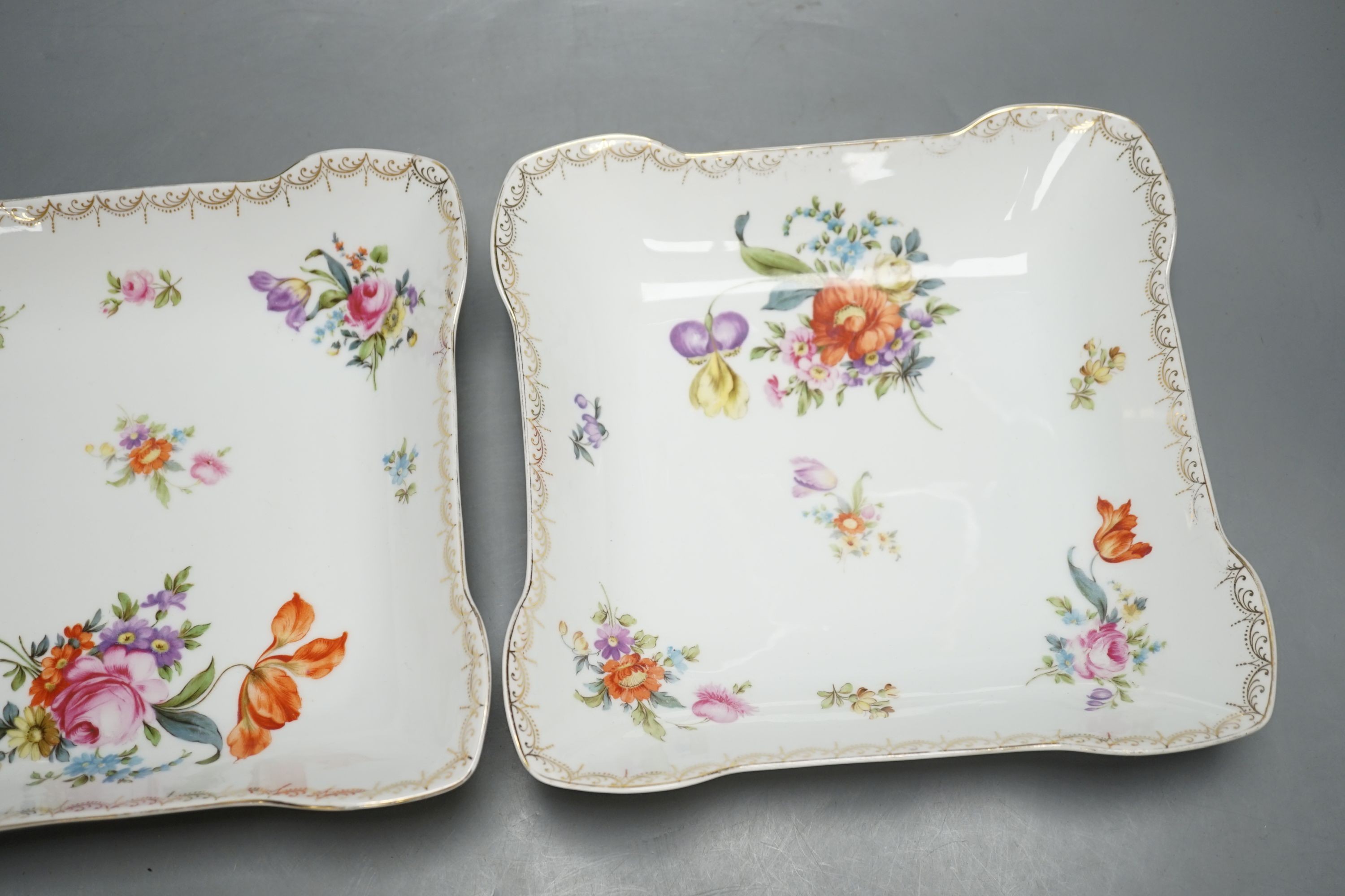 A pair of Rosenthal floral decorated dishes, 24cm